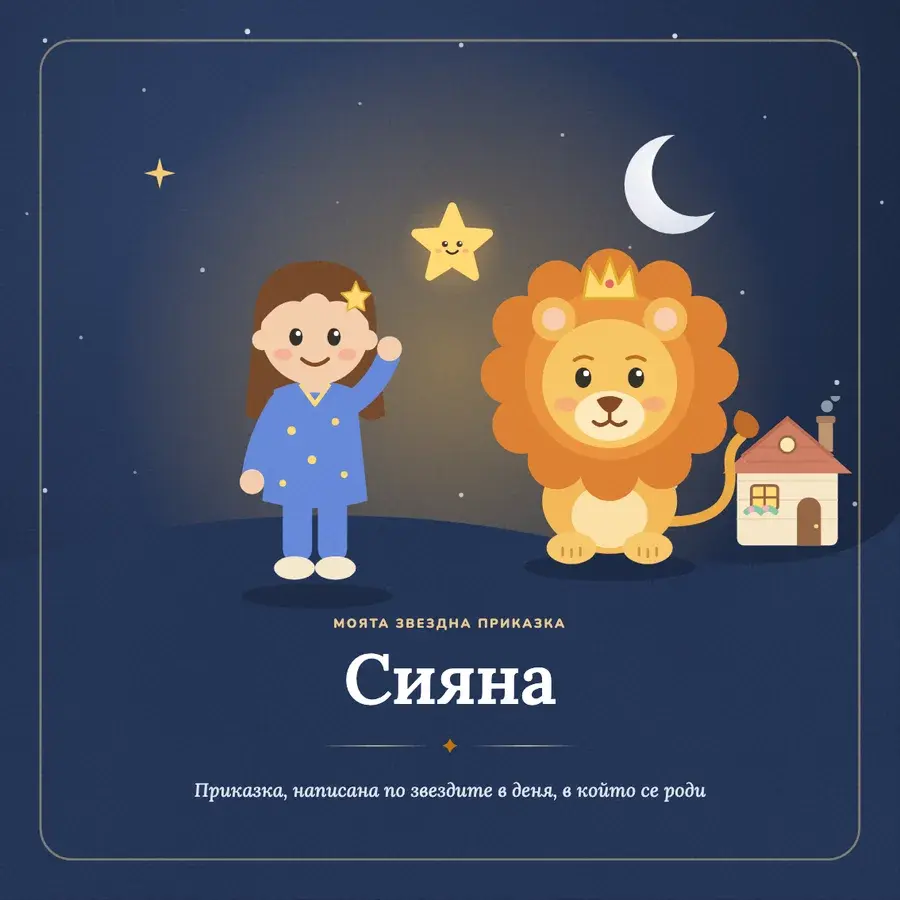 Корица на примерната книжка „Моята звездна приказка“ за Сияна